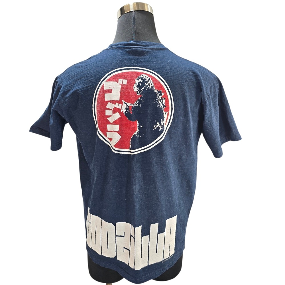 Hikeshi Spirit Godzilla T-Shirt Mens XXL Navy Cotton Graphic Back Print Toho Tee